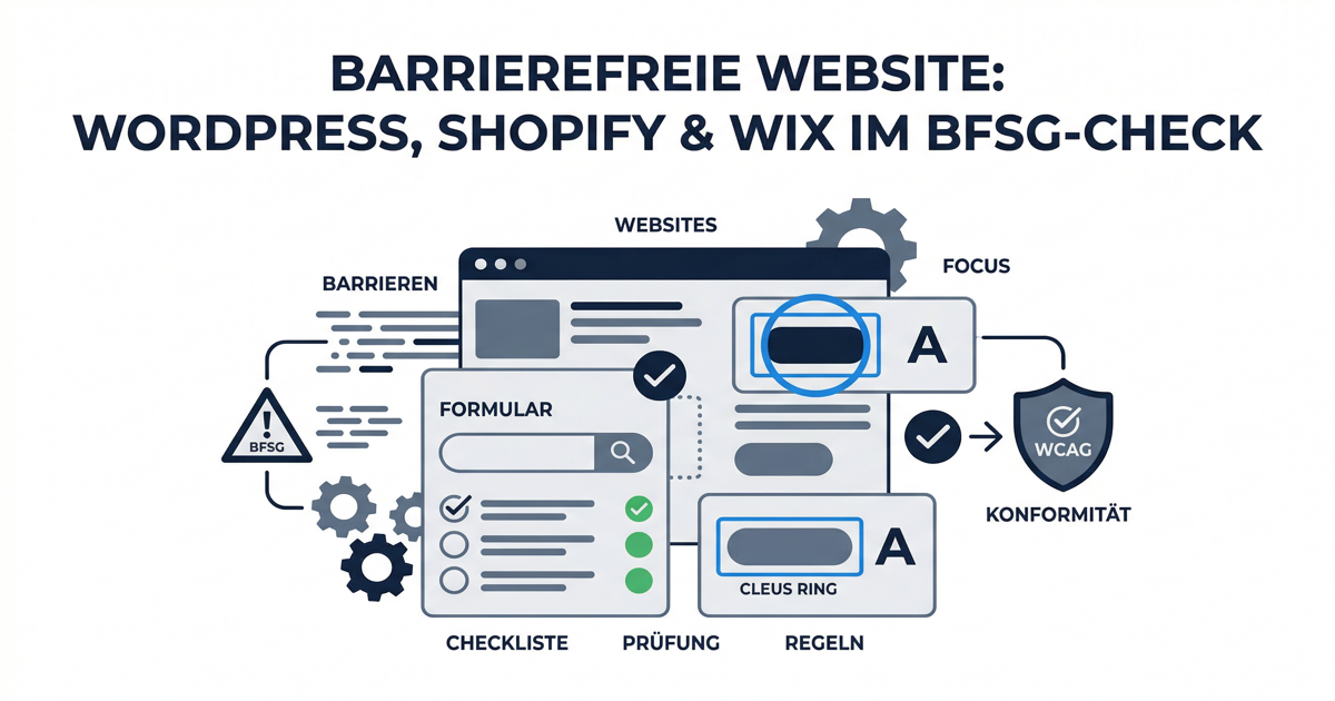 Logos von WordPress, Shopify und Wix im Vergleich