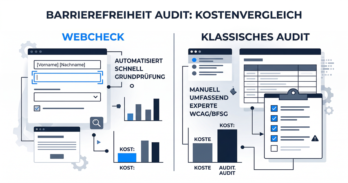 Kostenvergleich Barrierefreiheits-Audit: Vollaudit vs. BFSG-WebCheck