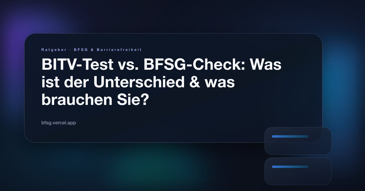 Illustration zum Ratgeber: BITV-Test vs. BFSG-Check: Was ist der Unterschied & was brauchen Sie?